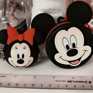 Disney Mickey and Minnie Black and Red Coin Pouch Set